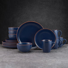 Hunter Blue 16 Piece Dinnerware Set, Service for 4