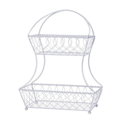 Loop And Lattice 2 Tier White Flatback Storage Basket