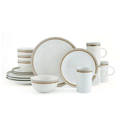 Ezra Taupe 16 Piece Dinnerware Set, Service for 4