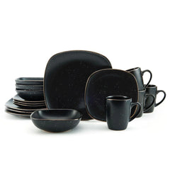 Decker Black 16 Piece Dinnerware Set, Service for 4