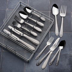 Mirage Frost 42 Piece Flatware Set with Wire Caddy, Service for 8