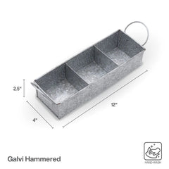 Hammered Galvanized Metal Divided Tray Caddy