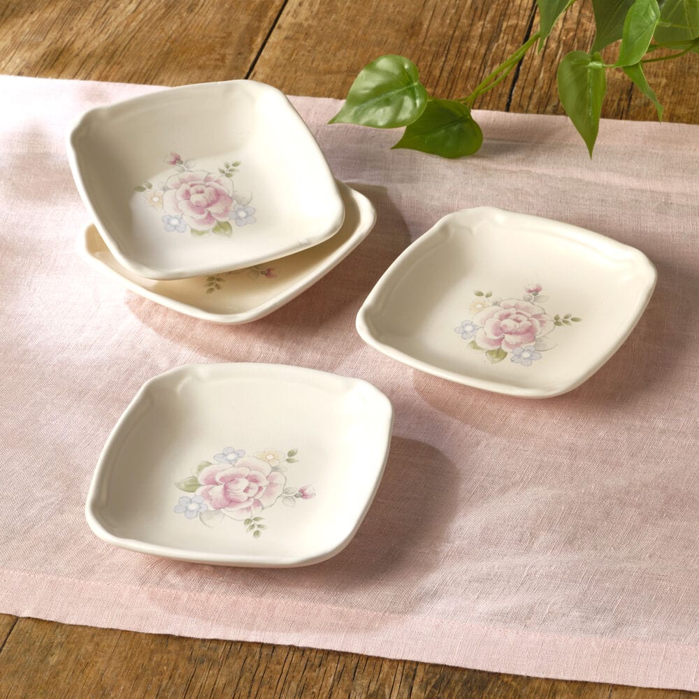 Tea Rose Set of 4 Appetizer Plates