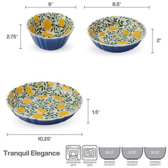 Tranquil Elegance 12 Piece Dinnerware Bowl Set, Service for 4