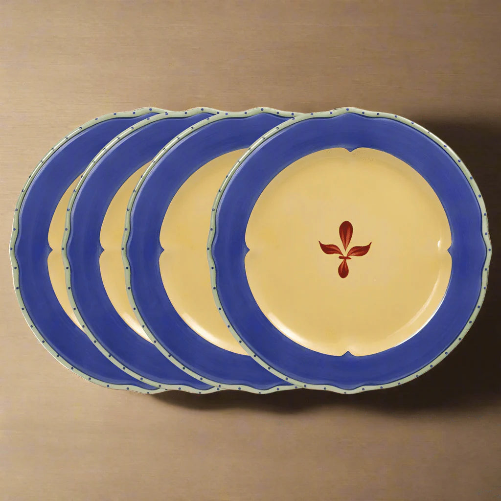Pistoulet® Set of 4 Dinner Plates with Blue Band