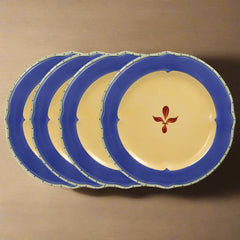 Pistoulet® Set of 4 Dinner Plates with Blue Band