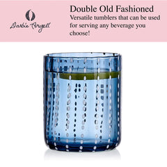Darbie Angell Dappled Clouds Cobalt Set of 4 Double Old Fashioned Glasses