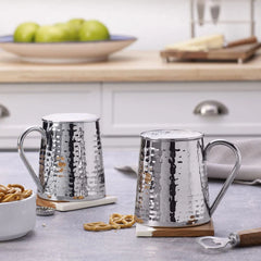 Drew and Jonathan Stainless Hammered Set of 2 Beer Mugs