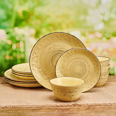 Trellis Sunflower 12 Piece Dinnerware Set, Service for 4