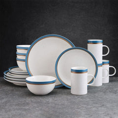 Ezra Blue 16 Piece Dinnerware Set, Service for 4