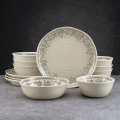 Hayden Grey 12 Piece Dinnerware Set, Service for 4