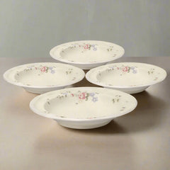 Tea Rose Set of 4 Rim Soup Bowls