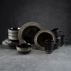 Bryson Black 16 Piece Dinnerware Set, Service for 4