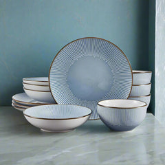 Arlie Blue 12 Piece Dinnerware Set, Service for 4