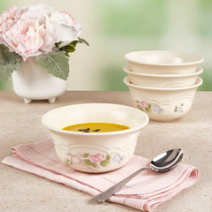 Tea Rose Set of 4 Deep Soup Cereal Bowls