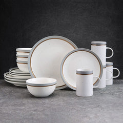 Ezra Grey 16 Piece Dinnerware Set, Service for 4