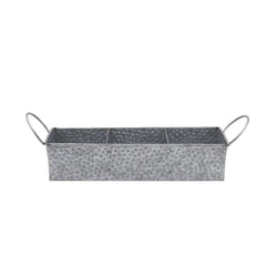 Hammered Galvanized Metal Divided Tray Caddy