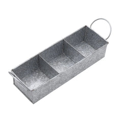 Hammered Galvanized Metal Divided Tray Caddy