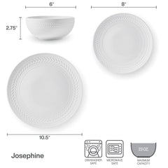 Josephine 24 Piece Dinnerware Set, Service for 8