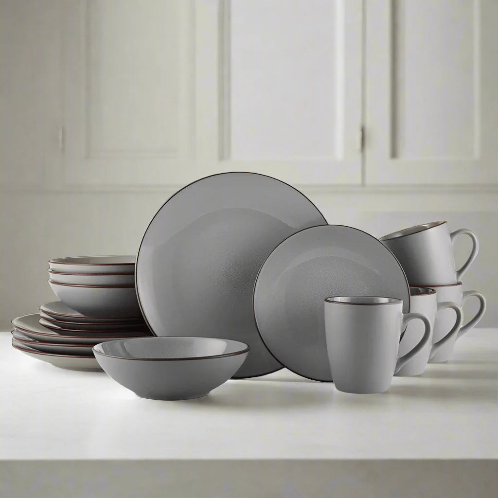 Pierce Gray 16 Piece Dinnerware Set, Service for 4