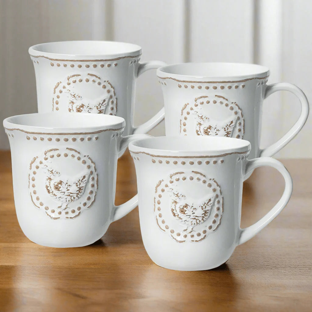 Farmhouse Hen Set of 4 Mugs