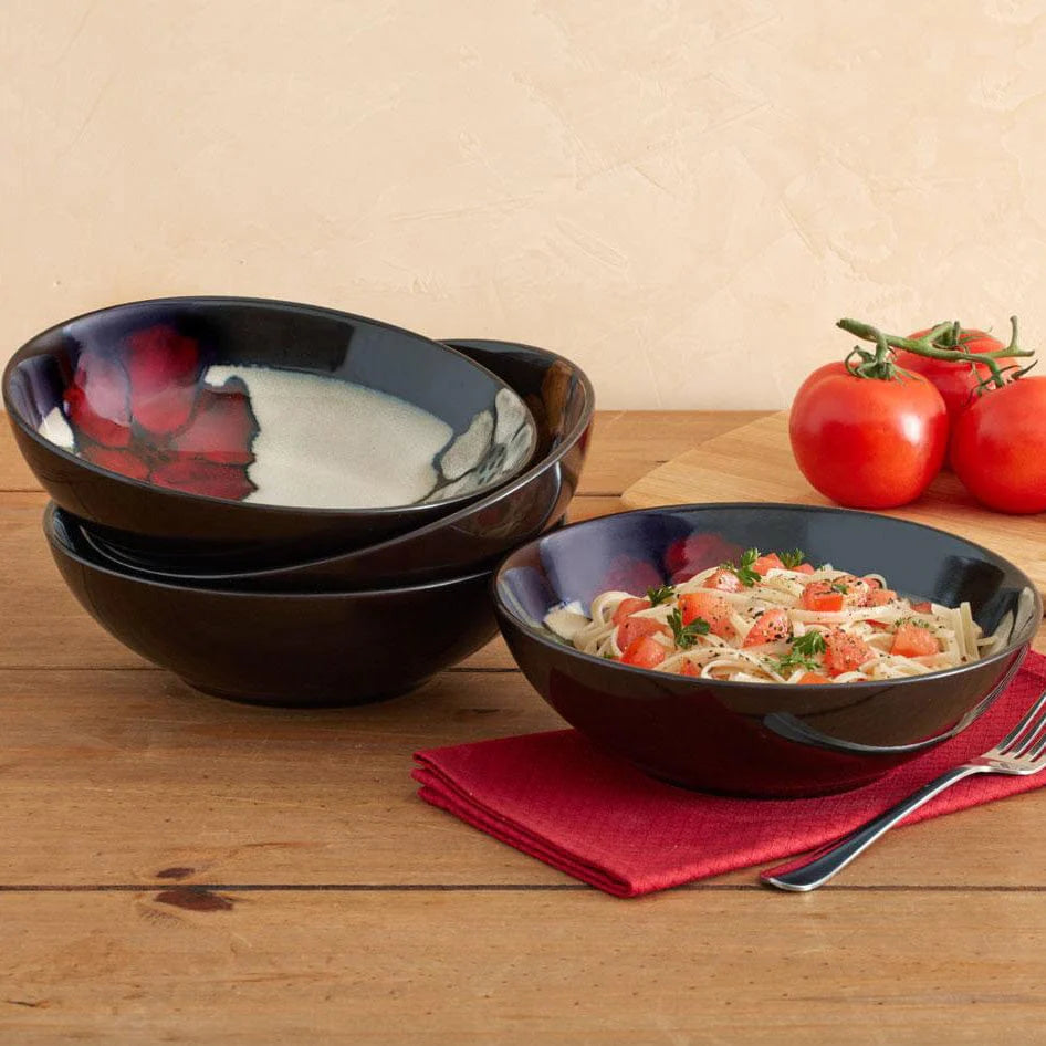 Painted Poppies Set of 4 Individual Pasta Salad Bowls