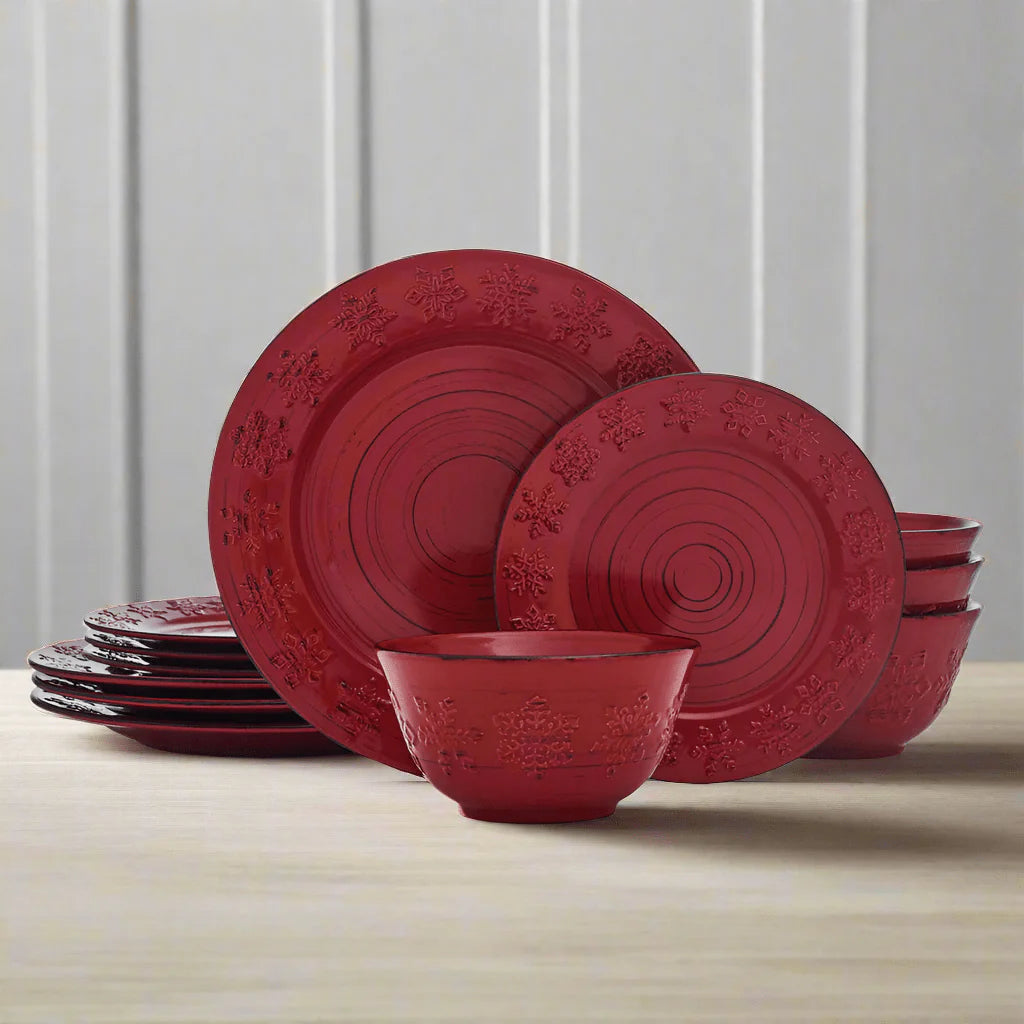 Trellis Snowflakes 12 Piece Dinnerware Set, Service for 4