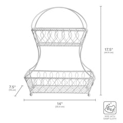 Loop And Lattice 2 Tier White Flatback Storage Basket