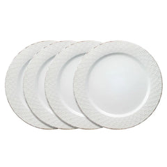 French Lace Set of 4 White Dinner Plates
