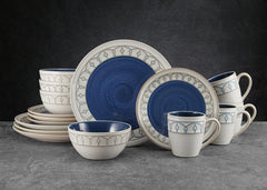 Remi Blue 16 Piece Dinnerware Set, Service for 4