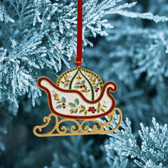 Winterberry® Gold Plated Enamel Sleigh Christmas Ornament