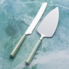 Serenity Ceramic Handle 2 Piece Cake Knife and Server Set