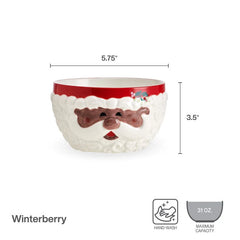 Winterberry® African American Jolly Santa Sculpted Cereal Bowl